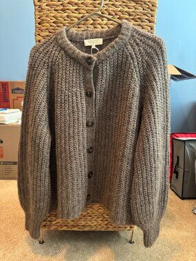 Sezane, Emile Cardigan, Dark Taupe, Size Medium